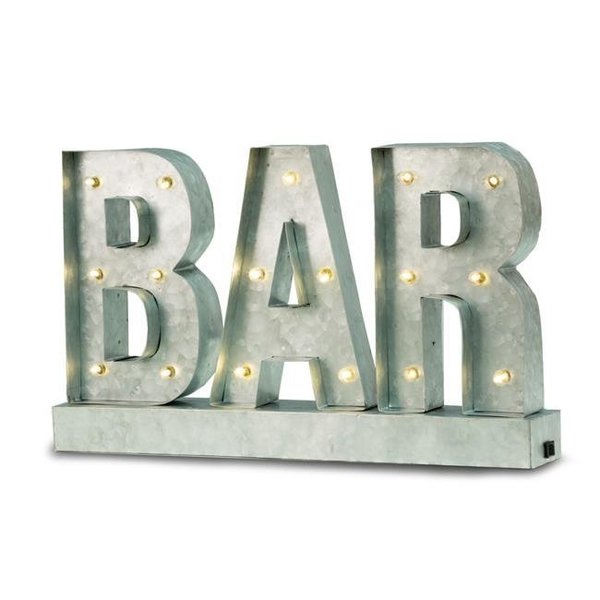 Bey Berk International Bey-Berk International WD512 Bar LED Lighted Metal Sign - Silver WD512